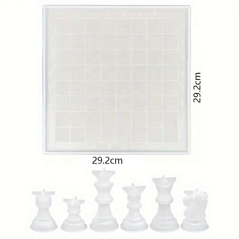 Kit de moldes de ajedrez con tablero, 7 piezas