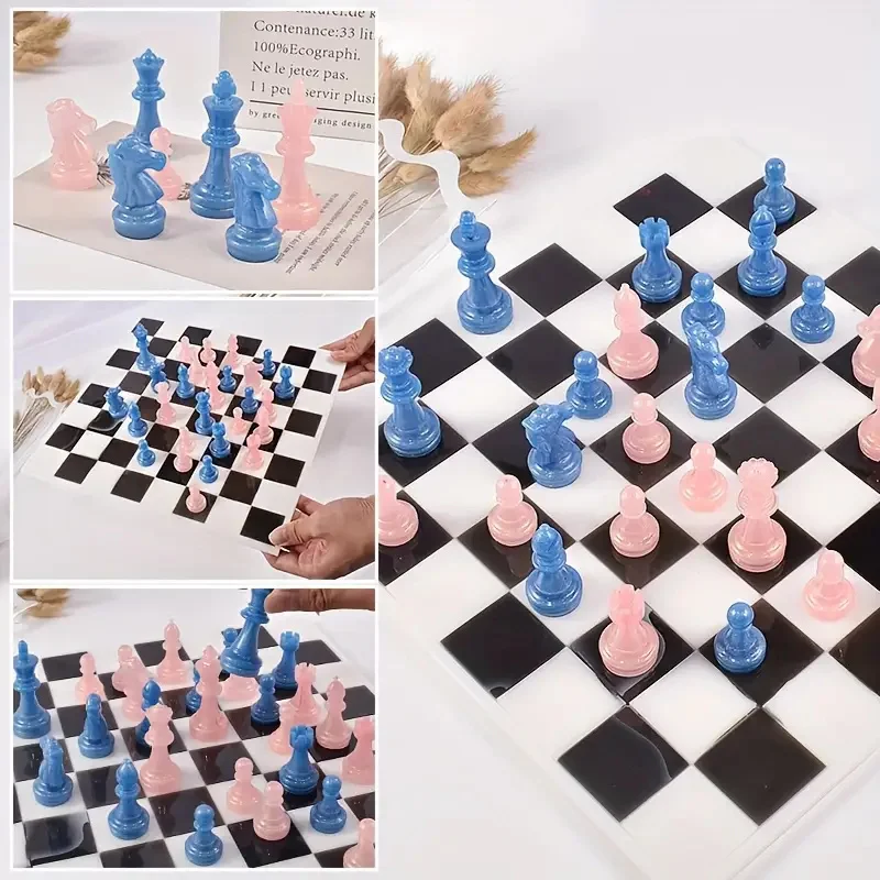 Kit de moldes de ajedrez con tablero, 7 piezas 2