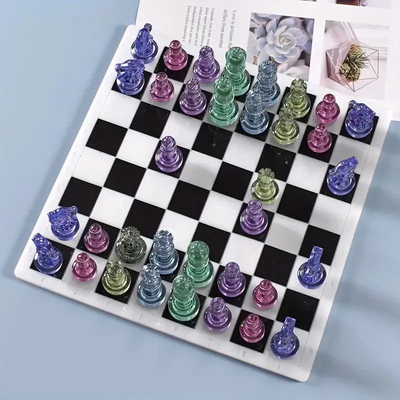 Kit de moldes de ajedrez con tablero, 7 piezas 3